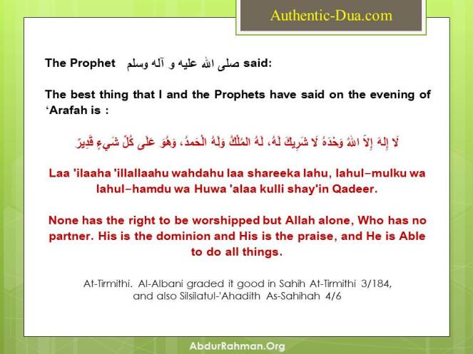 Best dua on the Day of Arafah